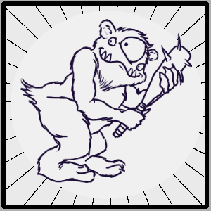 #43 Ogrise - a three-eyed, furry, toothy but goofy looking goblin-like creature